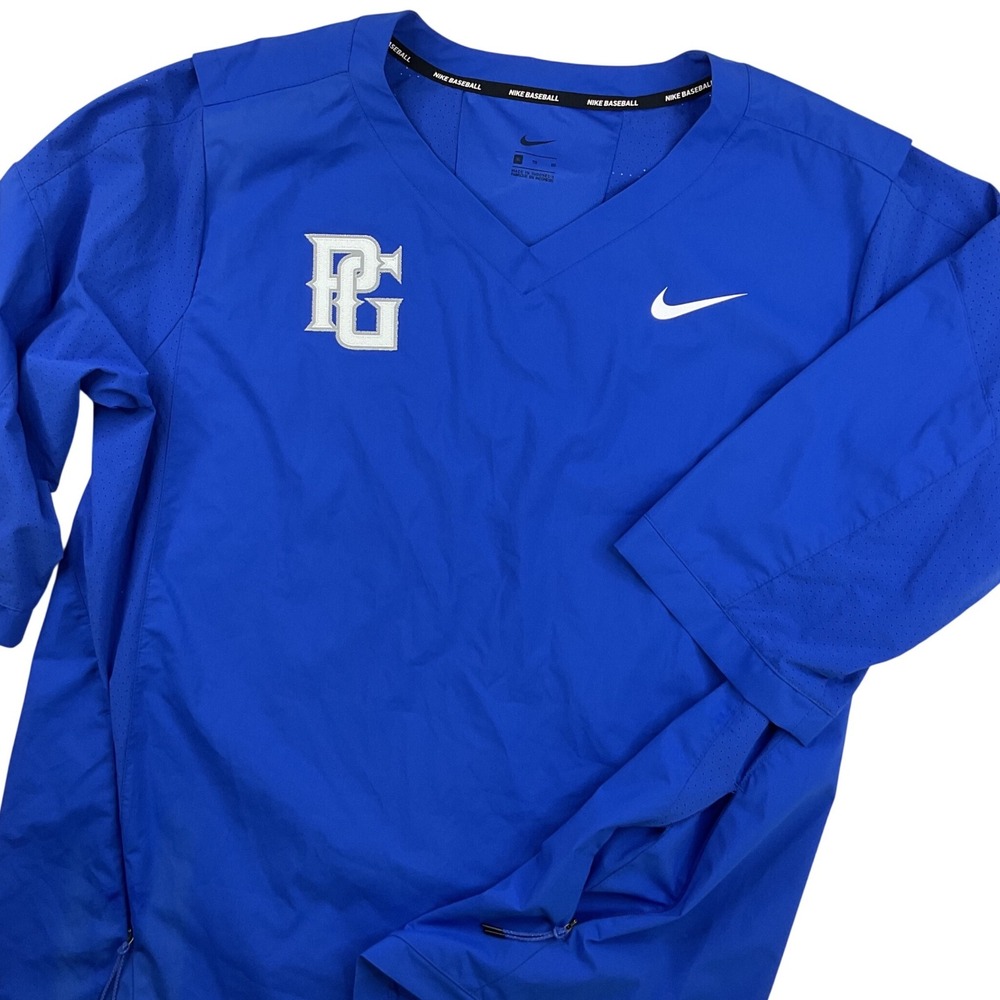 Nike Baseball Perfect Game Blue V-Neck Windbreaker Pullover Shirt Mens XL 897383
